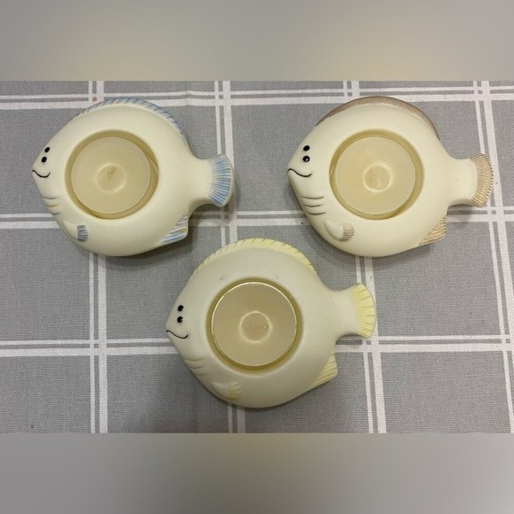 PartyLite Aqua Pals Fish Floating Bisque Porcelain Tealight Candle Holders P7144